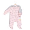 Hudson Baby Infant Girl Premium Quilted Zipper Sleep and Play, Pink Gray Elephant - 2 of 4