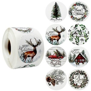 Wrapables Christmas Stickers Label Roll, Holiday Stickers for Sealing Cards, Envelopes, Gift Boxes, Festive Party Favors (500pcs), Happy Holidays - 1 of 4