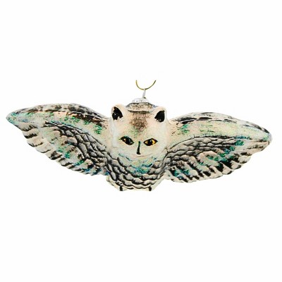 Morawski 1.5 Inch Flying Black Eyed  White Owl Bird Wisdom Intelligence Tree Ornaments