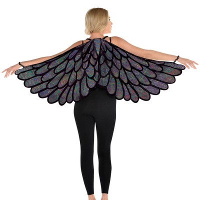 Adult Dark Metallic Fabric Wings Halloween Costume Wearable Accessory