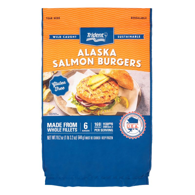 Trident Wild Caught Alaska Salmon Burgers - Frozen - 6pk/19.2oz, 1 of 6