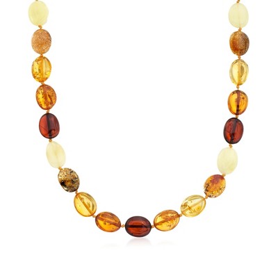 Ross-Simons 11-13mm Multicolored Amber Bead Necklace With Sterling Silver