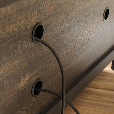 60" Carbon Oak Industrial Metal and Wood Credenza