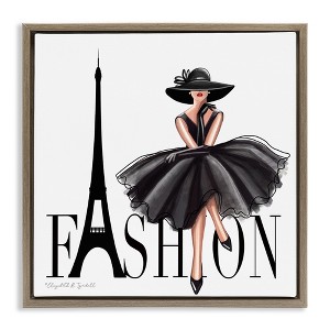 Stupell Industries Parisian Fashion Illustration Black Framed Floater Canvas Wall Art - 1 of 4
