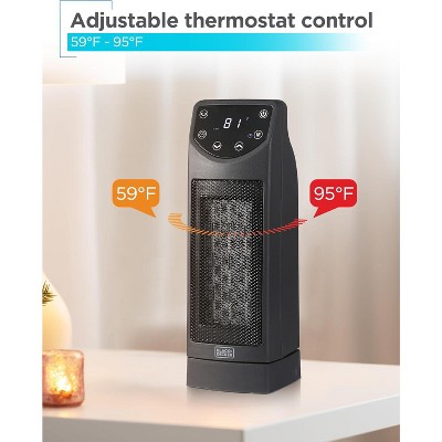 Black Ceramic Tower Heater with Remote and Adjustable Thermostat