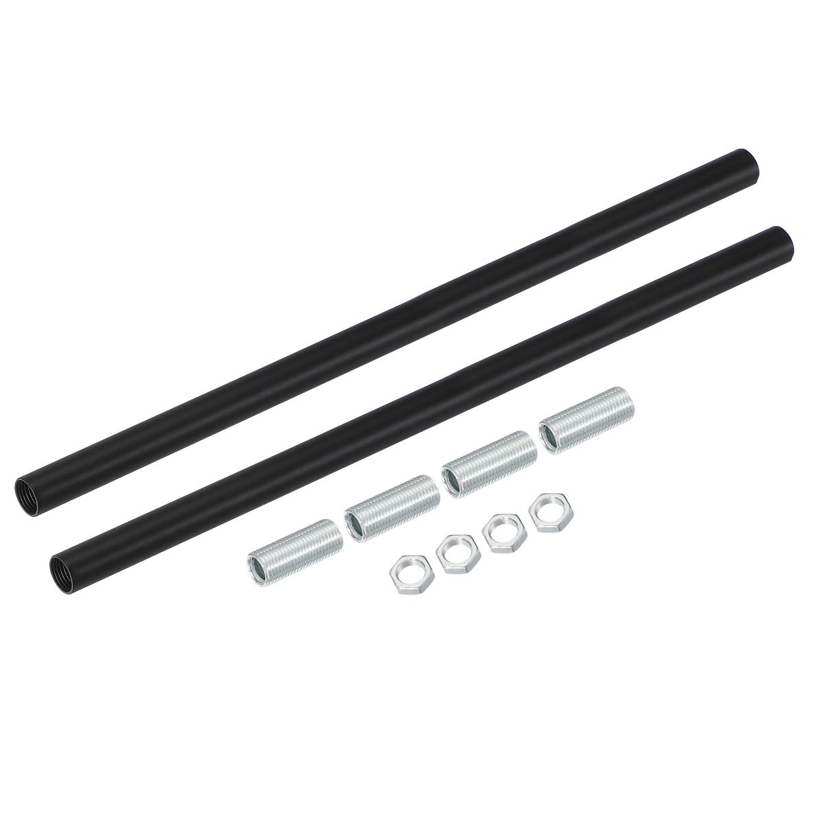 Unique Bargains Indoor Electroplated Iron Threaded Extension Rod Lighting Fixture Downrods Black M10 x 11" 2 Sets