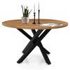 47" Round Dining Table with Pedestal Base and Black Metal Legs, Modern Wood Grain Table for Dining Room or Kitchen-Maison Boucle - 2 of 4