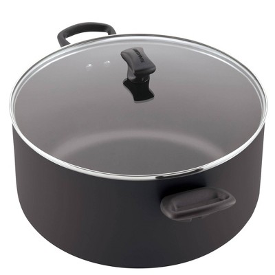 Farberware 10.5 Quart Black Aluminum Nonstick Stockpot with Glass Lid