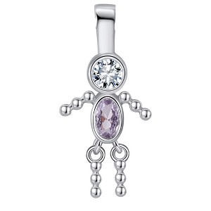 Baby Boy Birthstone Charm for Mom |Girl Birthday Kids for Family Tree Grandma Grandkids Necklace by Ginger Lyne CZ  Sterling Silver - 1 of 4