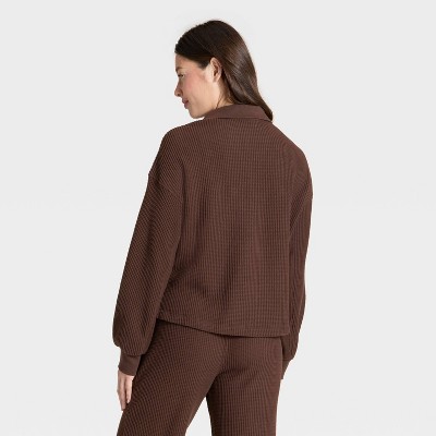 Women's Waffle Henley Sweatshirt - Auden' - image 2