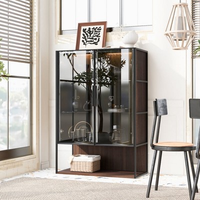 Chic Crate 51.2" Lighted Display Cabinet with Glass Door, 4-Tier Curio Storage for Living Room, Kitchen & Office