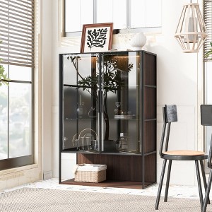Chic Crate 51.2" Lighted Display Cabinet with Glass Door, 4-Tier Curio Storage for Living Room, Kitchen & Office - 1 of 4