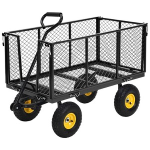 Garden Wagon Carts On Wheels, 550 Lbs Capacity Heavy Duty Steel Utility Wagons Yard Carts with All Terrain Tires & Removable Sides for Lawn Garden - 1 of 4