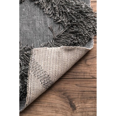 Dark Grey Trellis Shag 4' x 6' Synthetic Area Rug