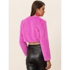 Allegra K Women's Cropped Open Front Collarless Long Sleeve Faux Fur Jacket - 4 of 4