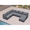 PURPLE LEAF Patio Furniture Set  Outdoor Conversation Sets PP Rope Patio Sofa with Cushions and Table Weaving  Seating Furniture Gray - 2 of 4