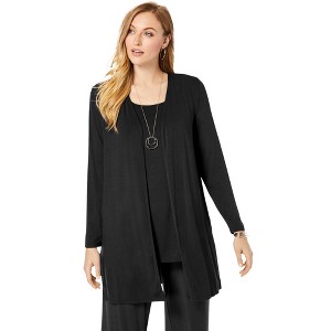 Jessica London Women's Plus Size Everyday Stretch Knit Open Front Cardigan - 1 of 4