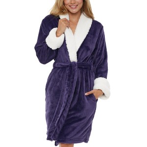 ADR Women's Short Robe, Classic Cozy Plush Robe Woman, Short Fleece Bathrobe - 1 of 4