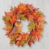 Collections Etc Perched Owl Autumn Leaves and Berries Hanging Wreath - 2 of 2