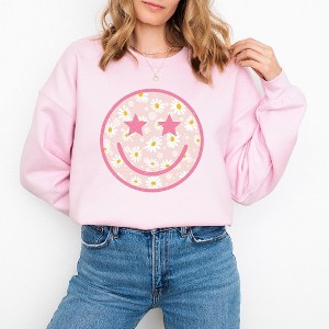 Simply Sage Market S.W.Smiley Floral Smiley Face Sweatshirt - 1 of 4