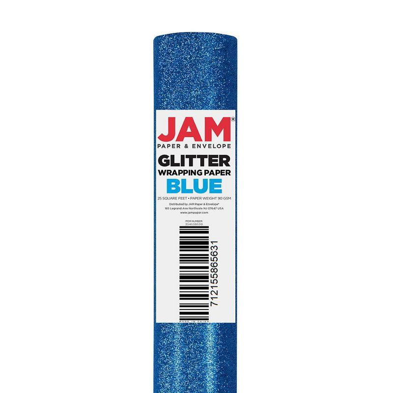 JAM PAPER Royal Blue Glitter Gift Wrapping Paper Roll - 1 pack of 25 Sq. Ft., 3 of 6