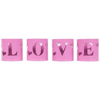 Northlight Love Valentine's Day Metal Votive Candle Holders - 2.75" - Set of 4
