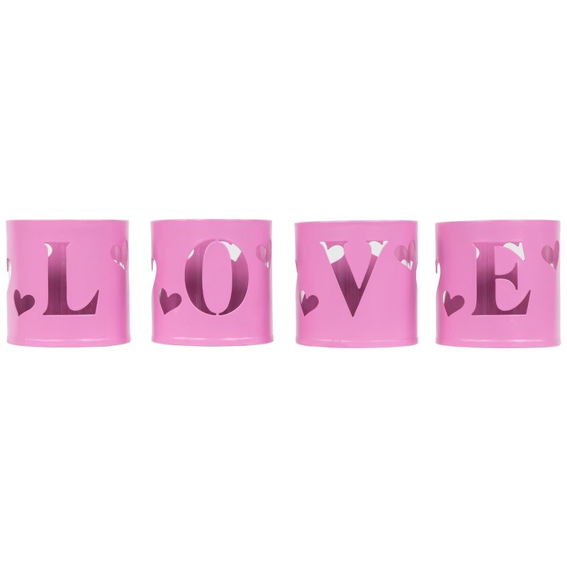 Northlight Love Valentine's Day Metal Votive Candle Holders - 2.75" - Set of 4, 1 of 7