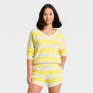 Women's Striped V-Neck Sweater Top - JoyLab™ - 1 of 3