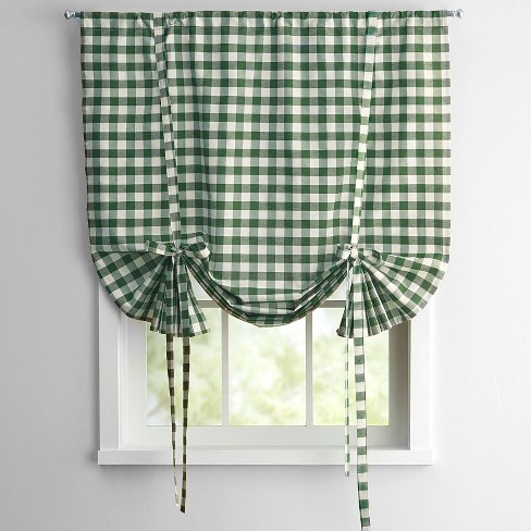 Buffalo Check Plaid Gingham Tie-Up Window Single Curtain by Sweet Home Collection® - image 1 of 3