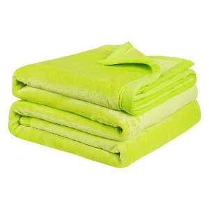 PiccoCasa Solid Print Microfiber Lightweight Flannel Fleece Soft Bed Blanket - 1 of 4