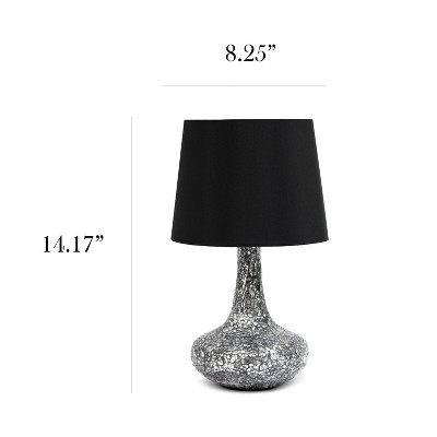 Mosaic Tiled Glass Genie Table Lamp with Fabric Shade - Simple Designs