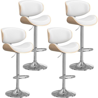 Gikpal Barstools, Adjustable Bentwood Barstools, Modern PU Leather Upholstered Bar Chair with Back and Footrest, for Bar, Dining Room