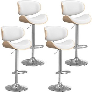 Gikpal Barstools, Adjustable Bentwood Barstools, Modern PU Leather Upholstered Bar Chair with Back and Footrest, for Bar, Dining Room - 1 of 4