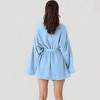 Anna-Kaci Lounge Women's Woven Textured Bath Robe with Waist Tie and Wide Sleeves - 3 of 4