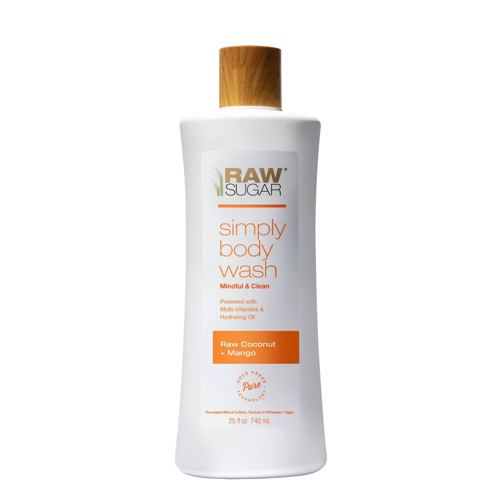 Photos - Shower Gel Raw Sugar Simply Body Wash - Raw Coconut + Mango - 25 fl oz