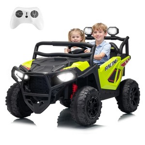 24V Electric UTV Car with Remote Control, 4-Wheeler Suspension, Soft Start, 3 Speeds, Led Lights, Bluetooth, Ride on Truck Kids 2-8 Years - 1 of 4
