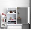 TIRAMISUBEST Fashion Vanity Desk with Mirror and Lights, Vanity Set with Cushioned Stool, Makeup Vanity Table with 4 Drawers and Open Shelves - 3 of 4