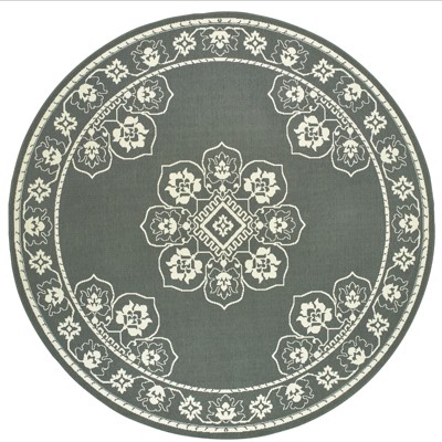 Oriental Weavers Marina 7764E Grey/ Ivory Indoor/Outdoor Area Rug - 7'10" Round