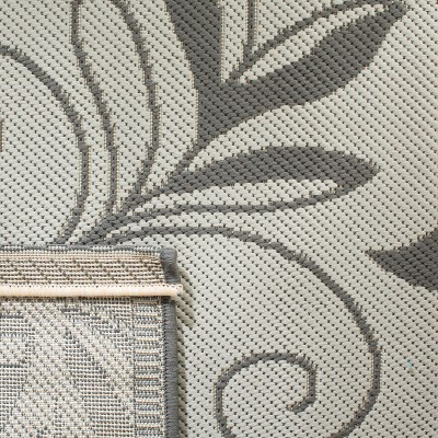 Light Grey and Anthracite Square Synthetic Indoor/Outdoor Area Rug