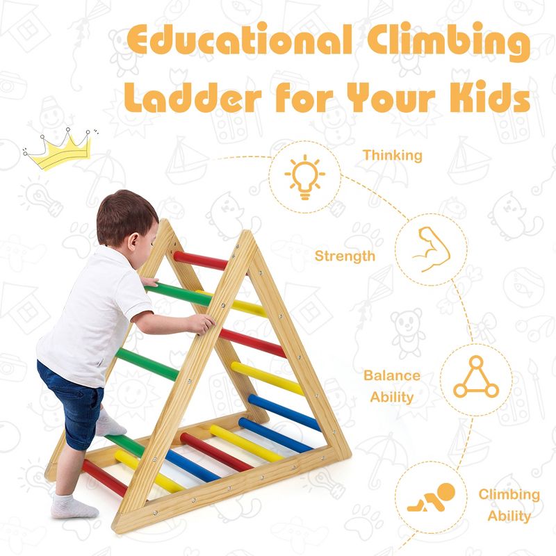 Costway Climbing Triangle Ladder, Wooden Triangle Climber, Educational Triangle Climber, 4 of 11