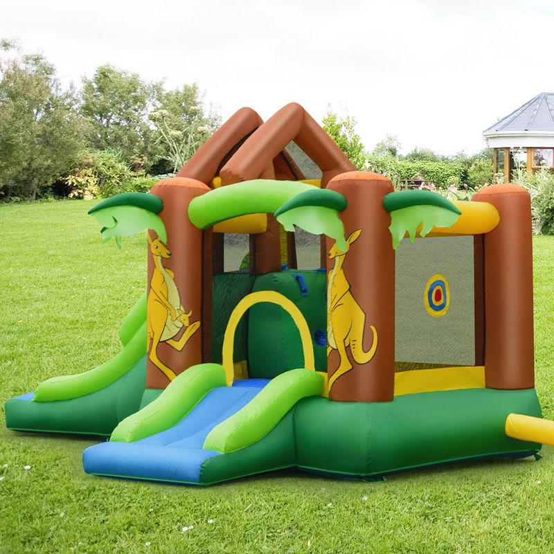 Costway Inflatable Jungle Bounce House Kids Dual Slide Jumping Castle Bouncer, 5 of 11