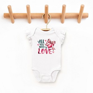 The Juniper Shop All You Need Is Love Coquette Baby Flutter Sleeve Bodysuit - 1 of 3