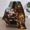 Lomsoe Vintage Christmas Santa and Cat Print Flannel Blanket - All Seasons Soft and Warm Perfect for Living Room Decor, Sofa, Bed, Travel - 3 of 4