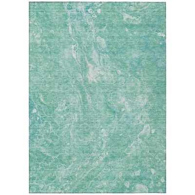Teal Blue Aqua And Green Abstract Washable Indoor Outdoor Area Rug