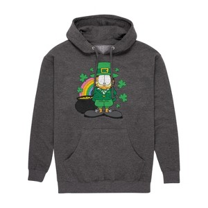 Men's - Garfield - Garfield Rainbow Shamrocks Patrick's Day Graphic Fleece Pullover Hoodie - 1 of 4