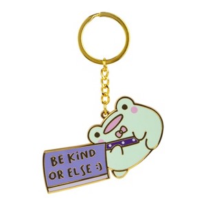 Rainylune Friend the Frog Be Kind or Else Enamel Keychain - 1 of 3
