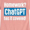 Girls' - Instant Message - Homework ChatGTP Has It Covered Fitted Short Sleeve Graphic T-Shirt - 2 of 4