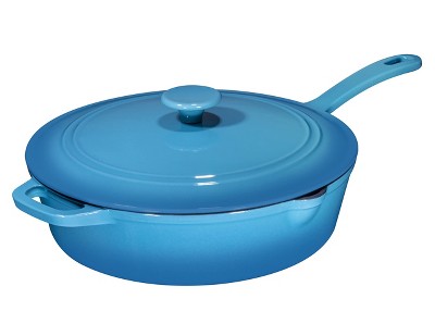 Bruntmor 5 Quart Enamel Cast Iron Sauté Pan With Lid - Blue : Target