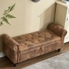 Vynxaria Upholstered Storage Ottoman Bench - 55.12"Coffee Button Tufted with Rivet Accents - 2 of 4