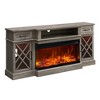 OKD 70'' Farmhouse TV Stand w/Electric Fireplace & Glass Door Storage Cabinet - 2 of 4